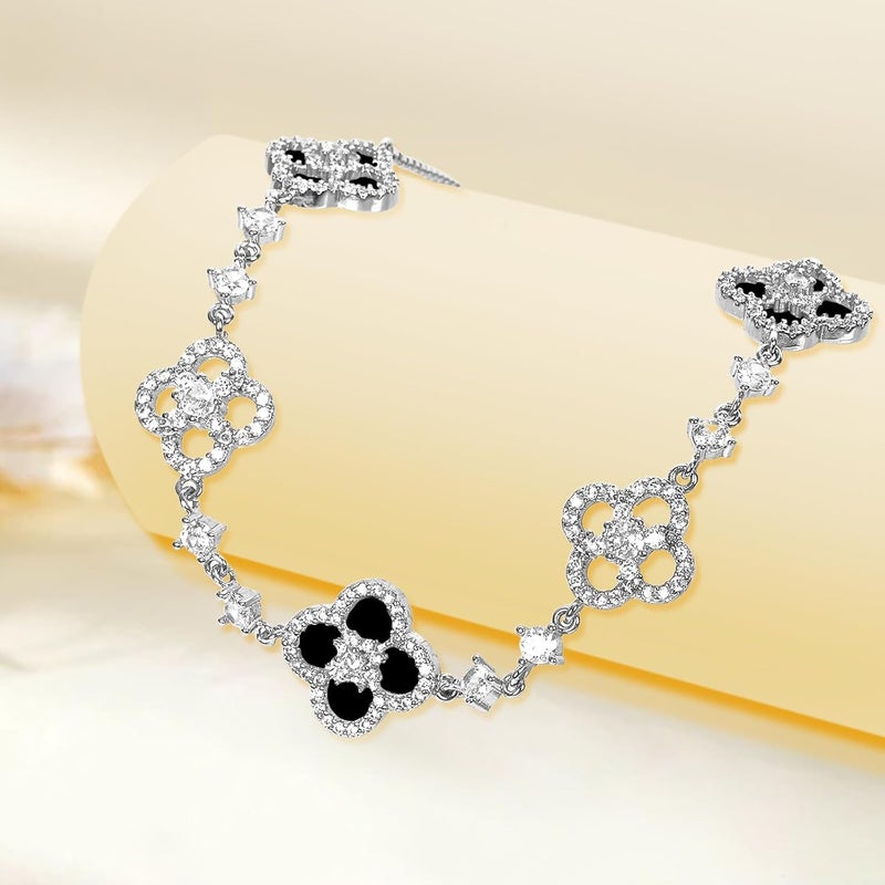 Sinebella Women's 18K Gold Plated Clover Bracelet with Natural Shell - Four Leaf Lucky Charm Dainty Link Bracelets Jewelry for Women, Trendy Birthday/Mother's Day Gift - Image 5